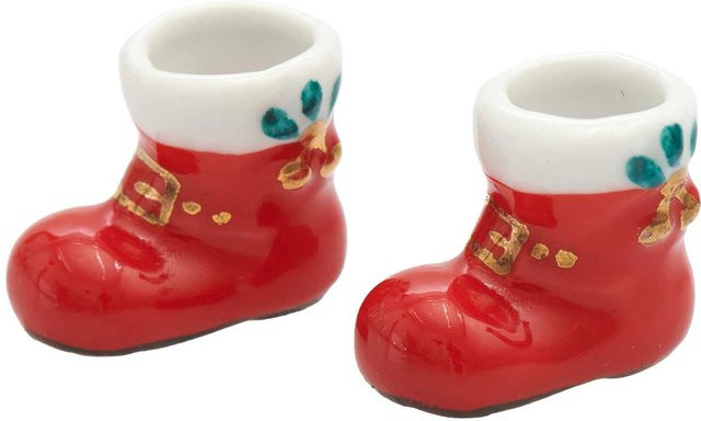 Rico Design Miniatur Nikolausstiefel aus Keramik in Rot, 2 Stück, Höhe: 2,3 cm, Breite: 2 cm - Bild 1