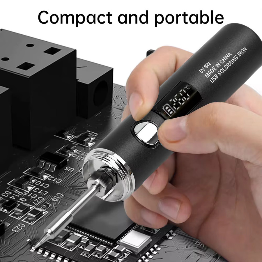 Aideepen Mini-Lötkolben USB elektrischer Lötkolben mit Typ-C-Anschluss und 5 Temperatureinstellungen in Schwarz - Bild 2