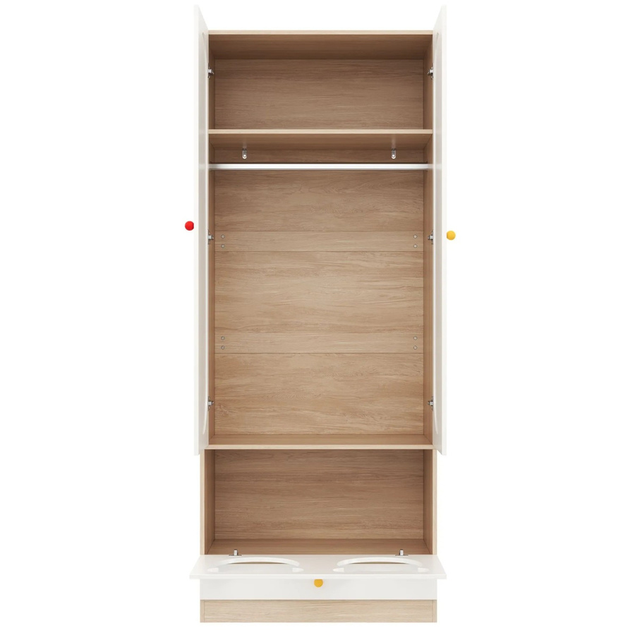 okwish Kinderkleiderschrank mit Bügelstange und Türen in Weiß, B/T/H: 80 x 50 x 200 cm - Bild 2