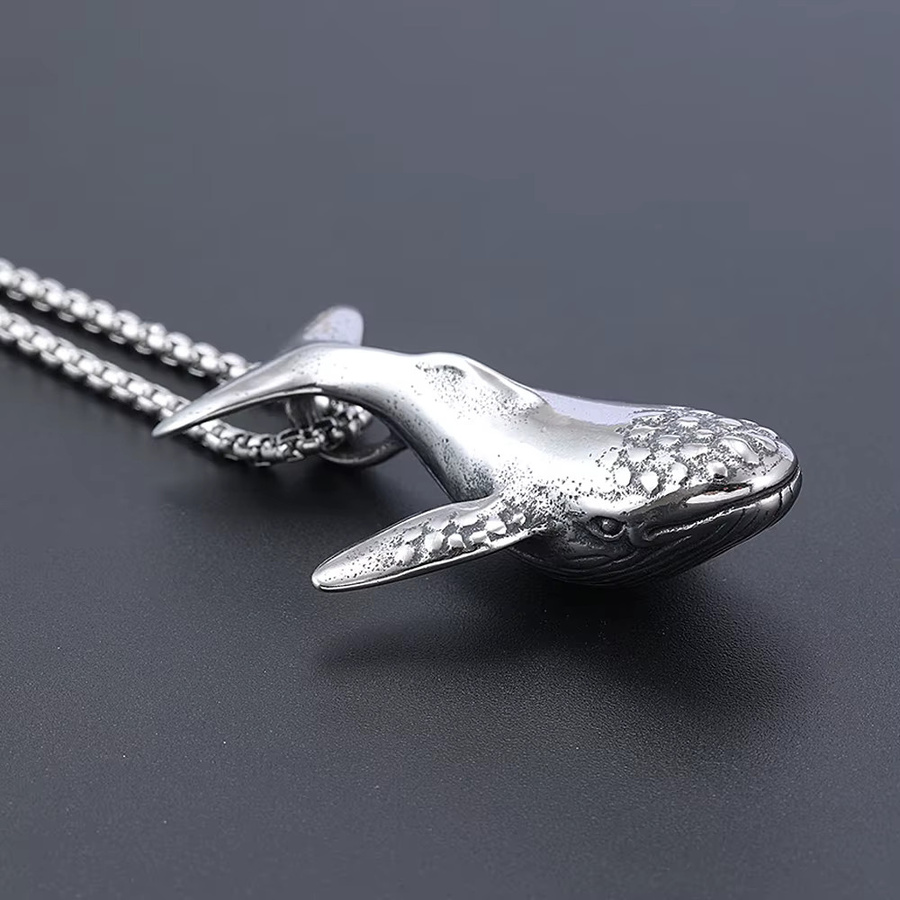 NORTHMAN Halskette, Whale Anhänger, Edelstahl, Silber, Unisex - Bild 2