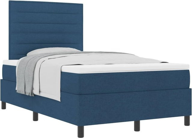vidaXL Boxspringbett mit Matratze und Kopfteil in Blau, B/T/H: 120 x 190 x 280 cm - Bild 1