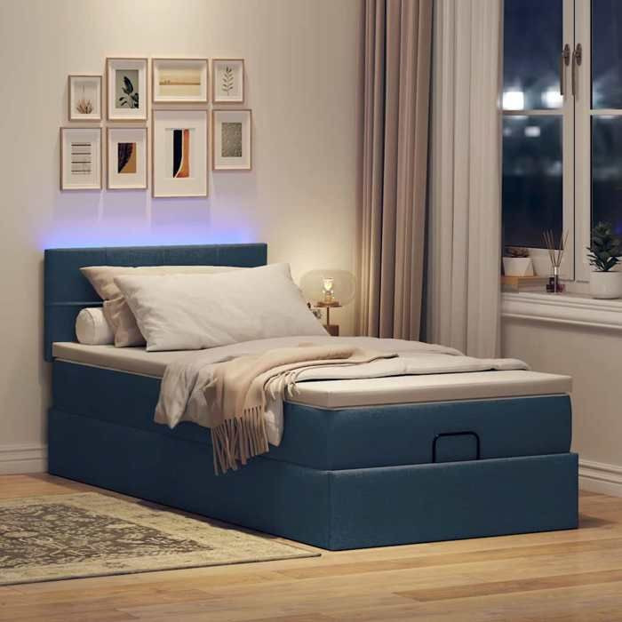 Bettrahmen mit Matratze Maison Exclusive in Blau mit integrierter blauer LED, B/T/H: 90 x 203 x 88 cm - Bild 2
