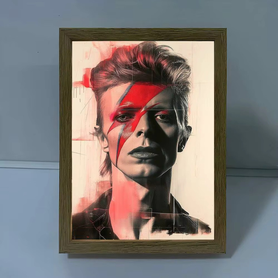 Selbstklebender David Bowie Wandaufkleber im Retro-Stil, wasserfester Papieraufkleber in Mehrfarbig, B/H: 15,0 x 15,0 cm - Bild 4