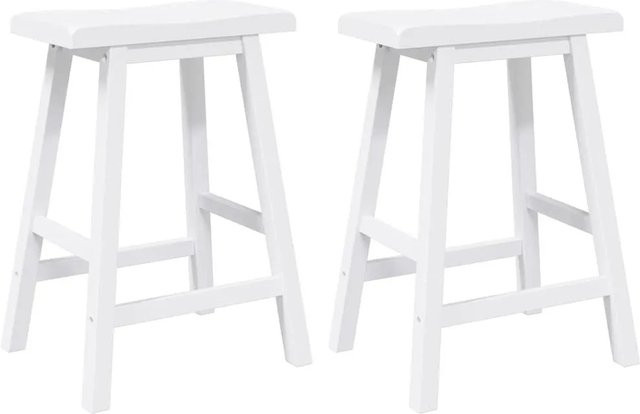 vidaXL Barhocker 2er Set aus Massivholz Gummibaum in Weiß - Bild 1