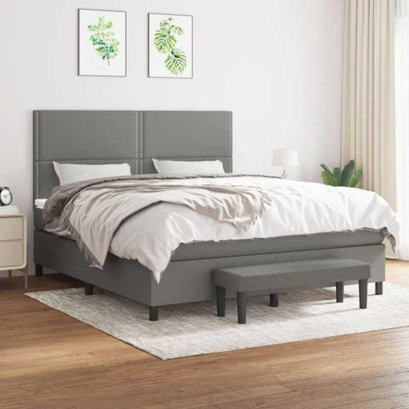 Vidaxl Boxspringbett mit Matratze in Anthrazit Grau aus Stoff und Holzwerkstoff B/T/H: 180 x 200 x 118 cm - Bild 1