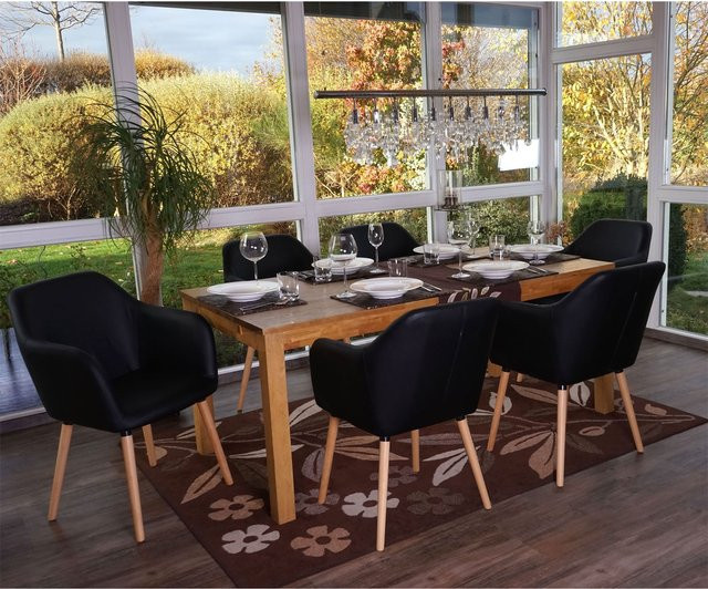 6er-Set Esszimmerstühle Vaasa T381 von MCW im Retro 50er Jahre Design, Kunstleder, Schwarz - Bild 1