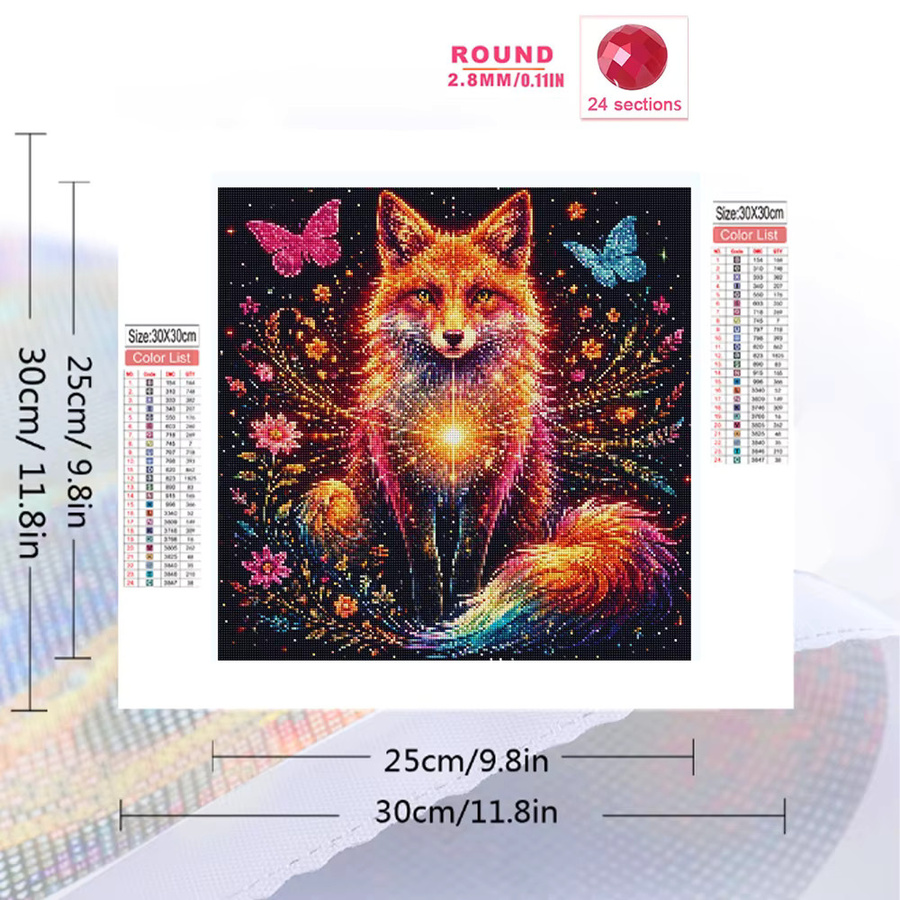 EverShine DIY Diamant-Mosaik Fuchs-Motiv mit Schmetterling als Strass-Stickerei in Multicolour, B/H: 20 x 20 cm - Bild 2