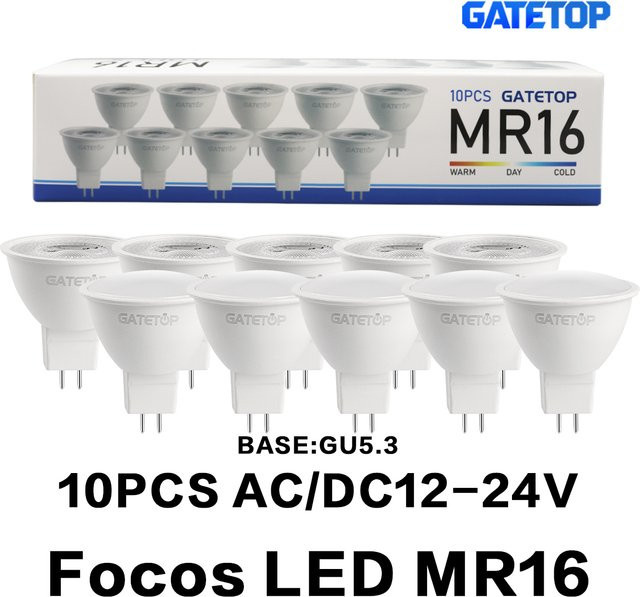 10 Stück Focos LED GU5.3 MR16 Strahler, 8 W, Weiß, 12 V AC/DC Ersatz für Halogenlampen - Bild 1