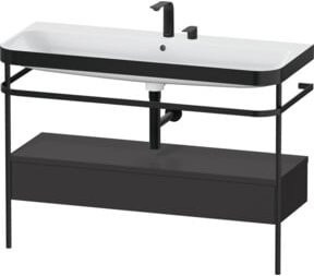 Duravit Möbelwaschtisch-Kombi Happy D.2 Plus in Grau mit Keramikwaschbecken, 1 Ladenschrank und 2 Handtuchhalter, B/T: 117,5 x 49 cm - Bild 1