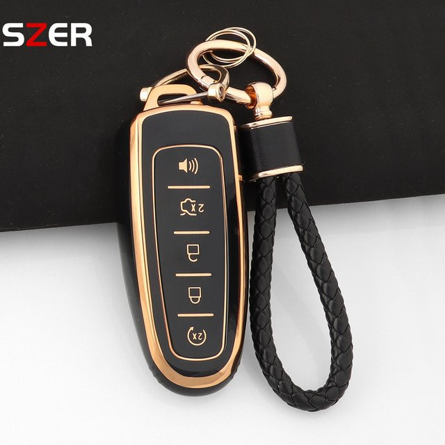 Schutzhülle für Ford Autoschlüssel aus TPU in Schwarz für Focus, Edge, Explorer, Expedition, C-Max, Escape, Flex und Titanium mit 5 Tasten - Bild 1