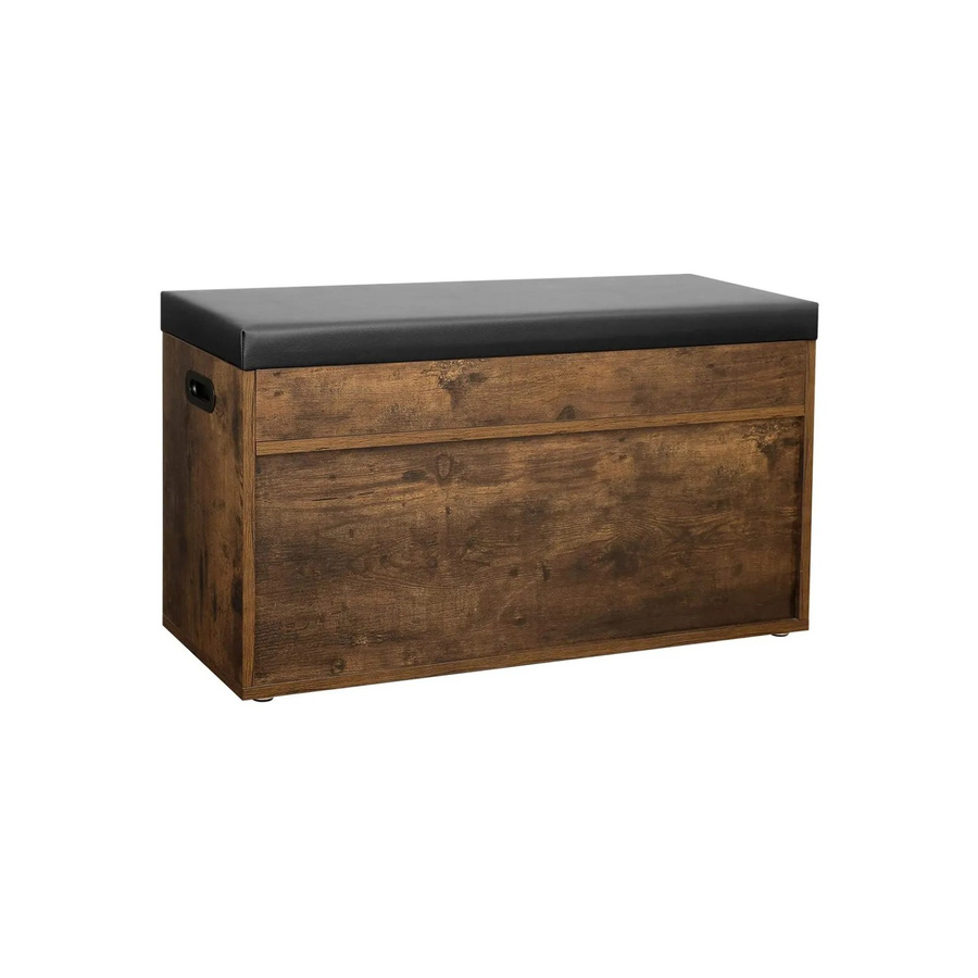 VASAGLE Schuhbank mit Stauraum in Braun mit Kunstleder-Sitzpolster, B/T/H: 80 x 30 x 44 cm - Bild 3