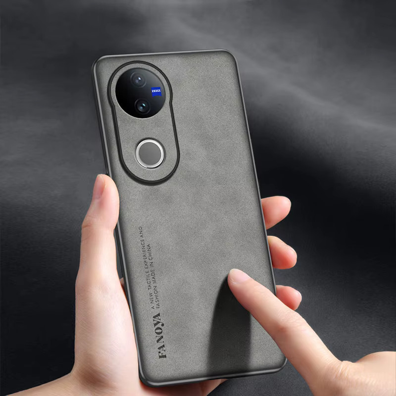 EUCAGR Schaffell PU Leder Silikon Schutzhülle für VIVO V50 Lite 4G 5G in Schwarz - Bild 4