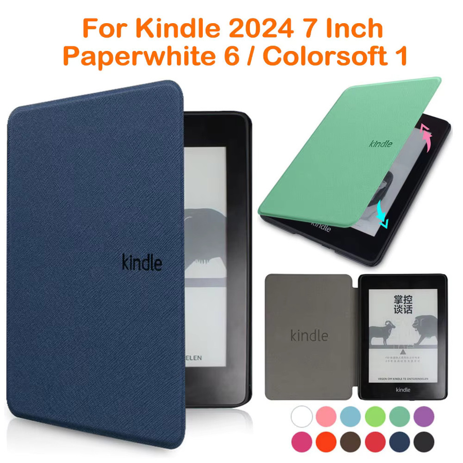 Magnetische Schutzhülle für Kindle Paperwhite 12. Generation 7 Zoll Smart Cover aus Leder in Multicolor und Blau - Bild 3