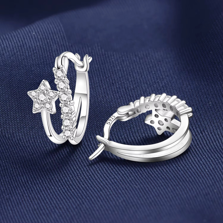 PANPOKI Creolen, 925 Silber, Zirkonia, Damen - Bild 4