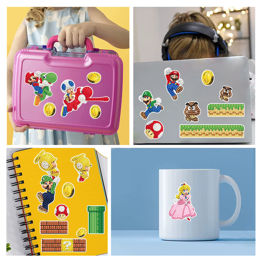Potdemiel Super Mario Diamant-Malerei Aufkleber, Kreatives Handarbeits-Set - Bild 2
