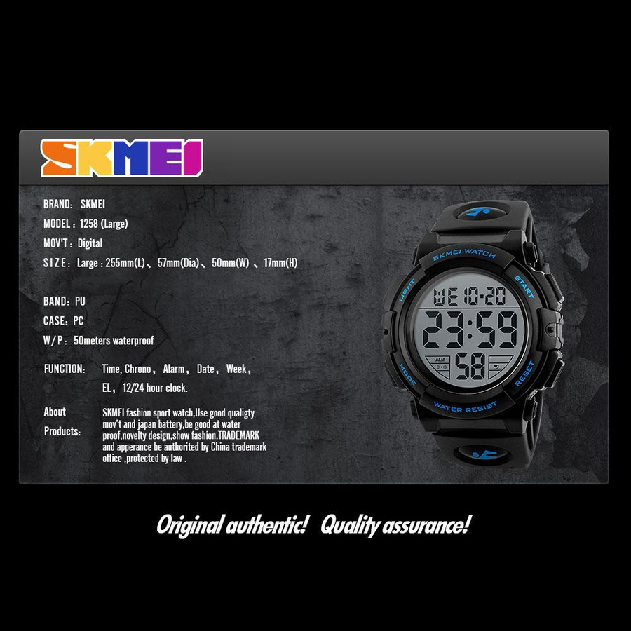 SKMEI Digitaluhr, Herren, Schwarz, Kunststoff, 5 ATM - Bild 2