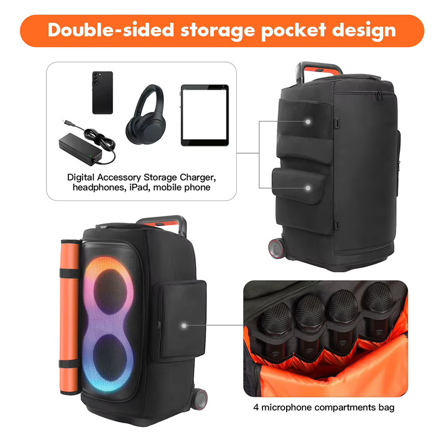 Schutzhülle aus Nylon für JBL PartyBox 1000, 710, 520, 310, 320, 110 und 120 in Schwarz als doppelseitige Staubschutzabdeckung - Bild 6