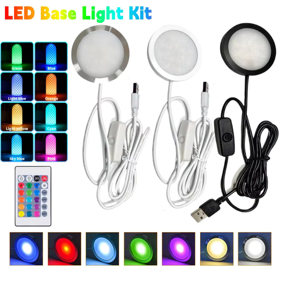 HEGEHE RGB LED Schranklicht-Set mit Fernbedienung, USB 5V, 3W, Multicolour und Silber - Bild 2