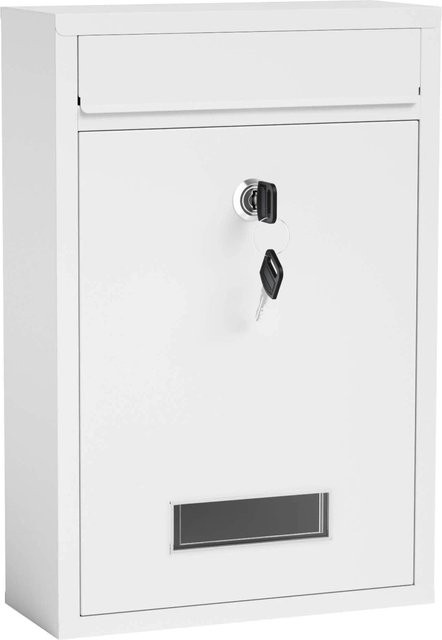 Wiltec Briefkasten V11 aus Stahl in Weiß, Wandmontage - Bild 1