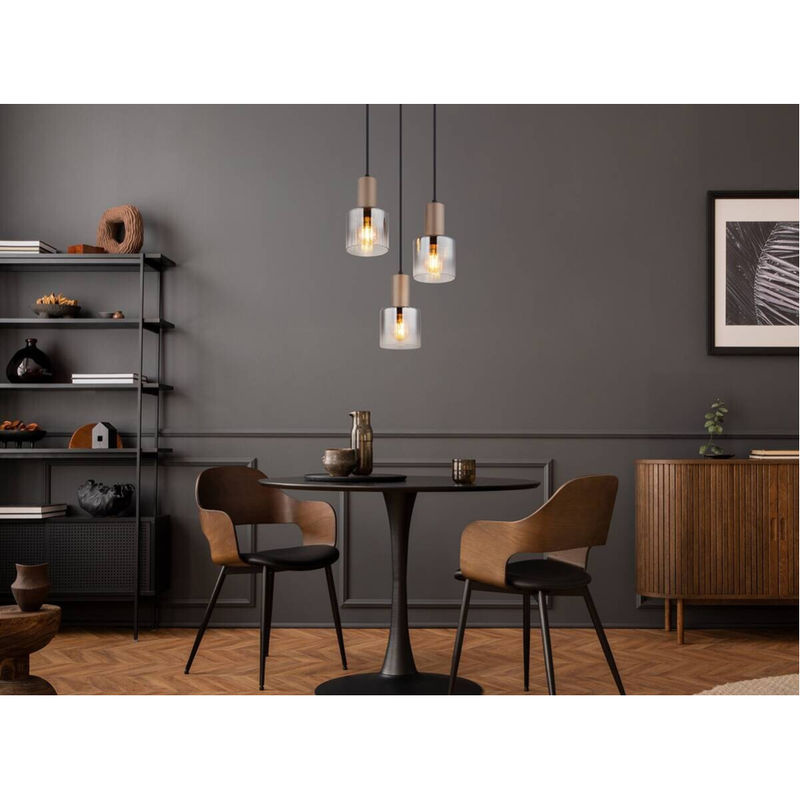 Globo Lighting Pendelleuchte Walton in Braun mit transparentem Glas, H: 150 cm, B: 28 cm - Bild 2