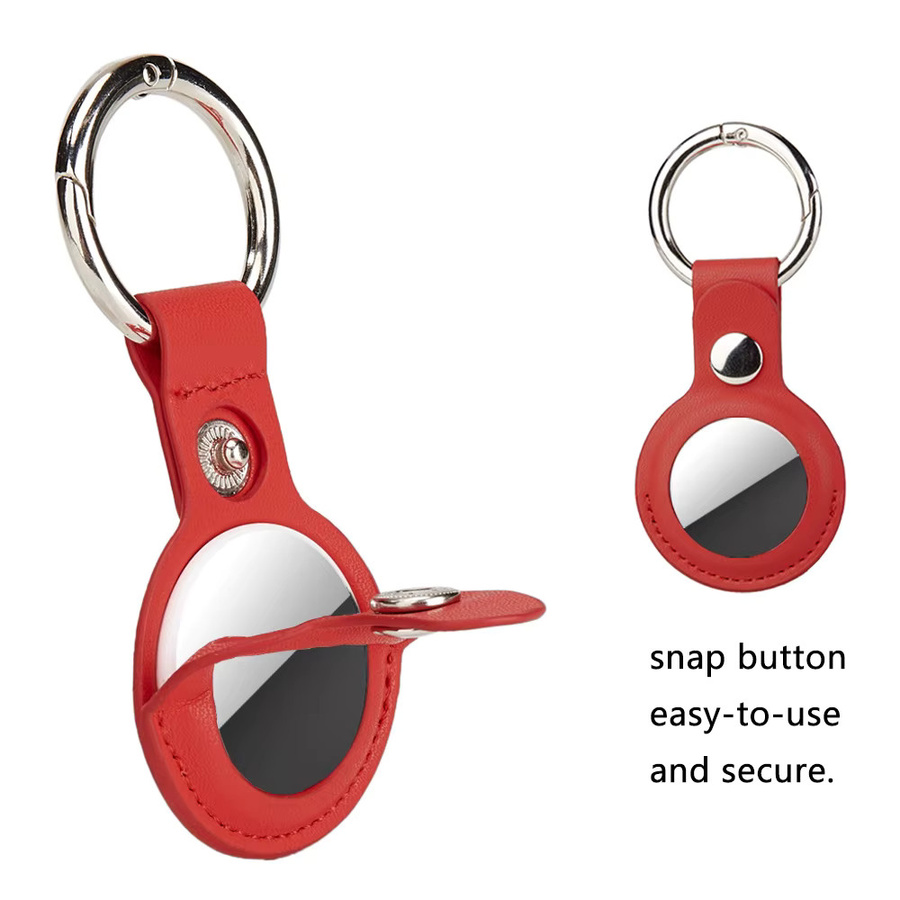 Wasserdichte Apple AirTag Schlüsselbund Hülle aus PU Leder in Braun für Schlüssel und Gepäck - Bild 3