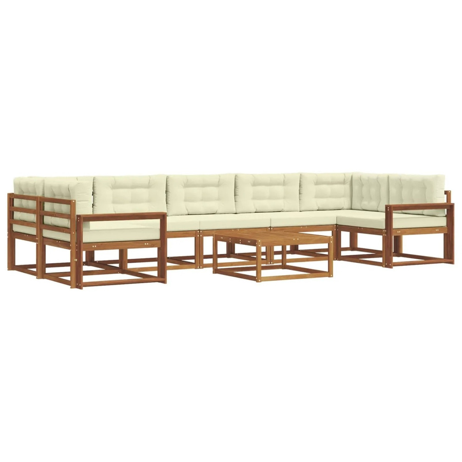 vidaXL Outdoor-Sofagarnitur L-Form aus Akazienholz mit 8 Kissen in Natur und Beige - Bild 2