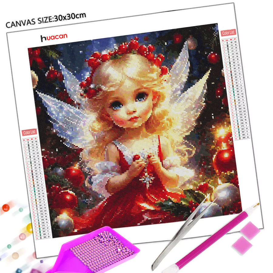 Huacan Diamantgemälde Weihnachtsengel Porträt-Set als Wanddekoration, Mehrfarbig, B/H: 20 x 20 cm - Bild 2