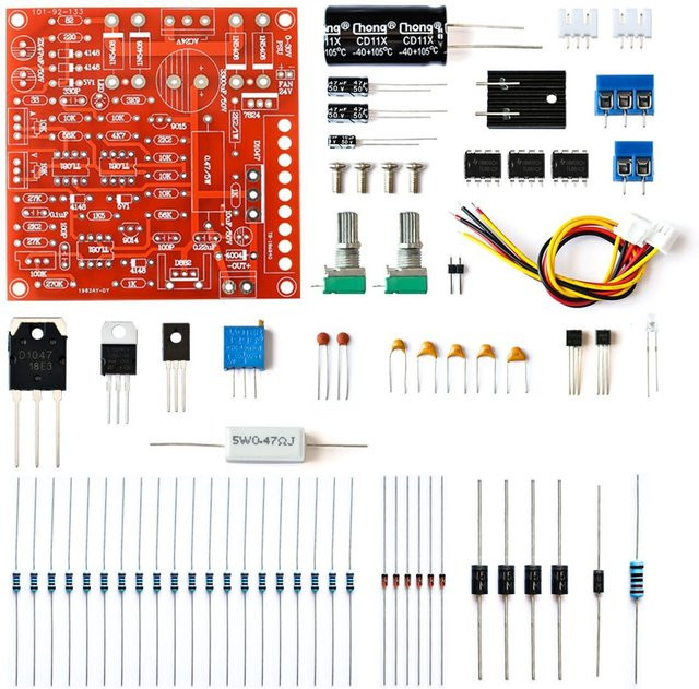 Einstellbares DC-geregeltes Netzteil als DIY-Kit mit Kurzschluss-Strombegrenzungsschutz, 0–30 V, 2 mA – 3 A - Bild 1
