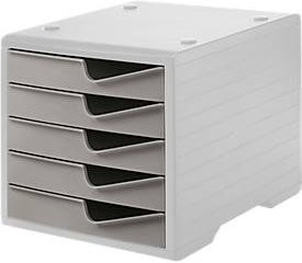 Schubladenbox styro® styroswing mit 5 Schüben, Auszugsperre und Griffmulde, stapelbar, Farbe: grau, B: 27 cm, T: 34 cm, H: 25,5 cm - Bild 1