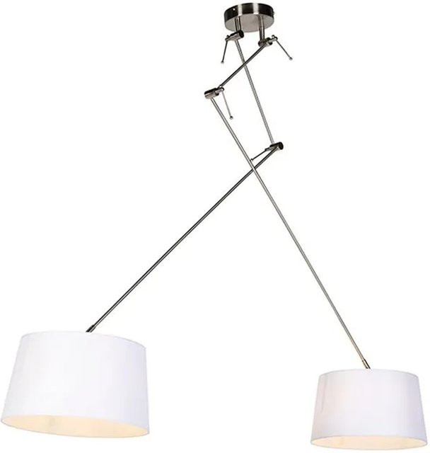 QAZQA Hängelampe Blitz II aus Stahl mit weißem Leinenschirm, dimmbar, Durchmesser: 35 cm - Bild 1