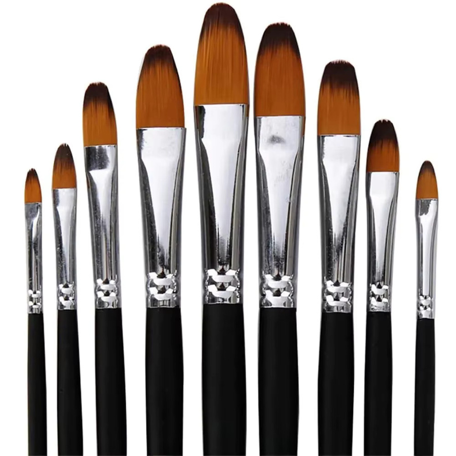 Flasbert 9-teiliges Künstlerpinsel-Set mit langem Holzgriff und schwarzem Kunsthaar für Acryl, Aquarell und Ölmalerei - Bild 7