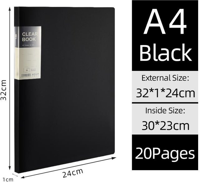 KOBEST Transparente Verdickungsmappe A4 mit seitlicher Aufnahme, Schwarz - Bild 1