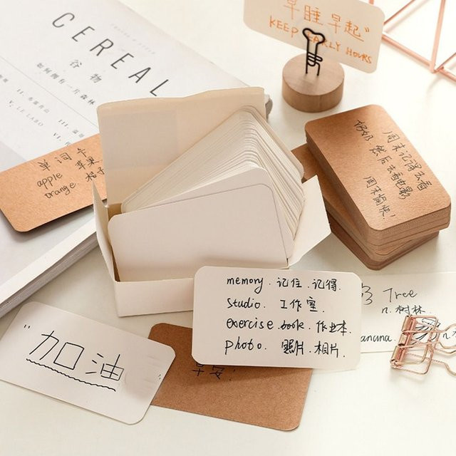 100 Stück Retro Kraftpapier Karten, doppelseitig blanko Postkarten für DIY Nachrichten und Einladungen, Braun und Weiß - Bild 1