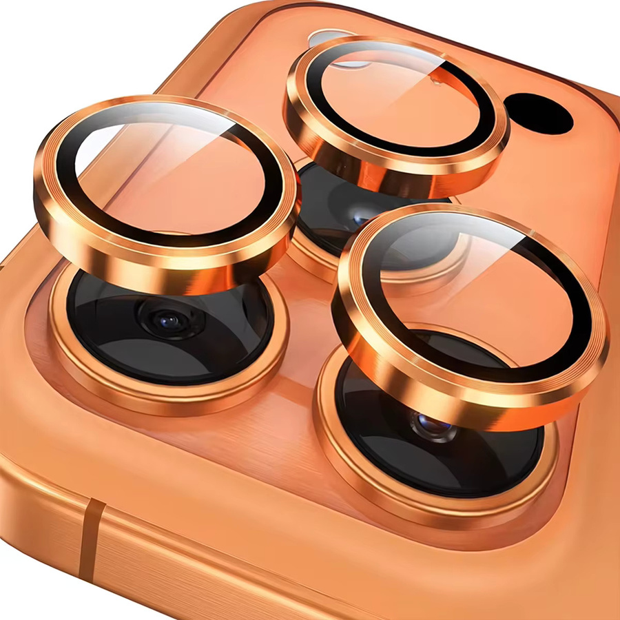 ZYONS Kameraobjektivschutz aus Metall und Glas für iPhone 17 Pro Max, 16, 15, 14, 13 Pro Max Plus und 16 Pro in Orange - Bild 4