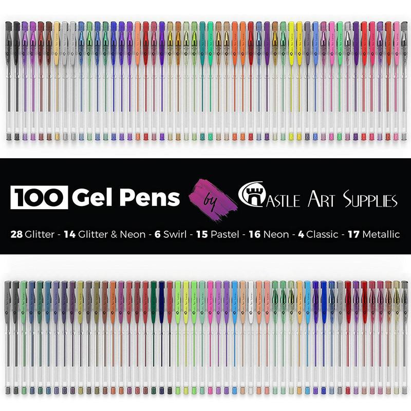 Super Six Gelstifte Set mit 100 Farben für Erwachsene, Multicolour Malset mit Neon, Pastell, Schimmernd und Metallisch für Scrapbooking und Zeichnen - Bild 2