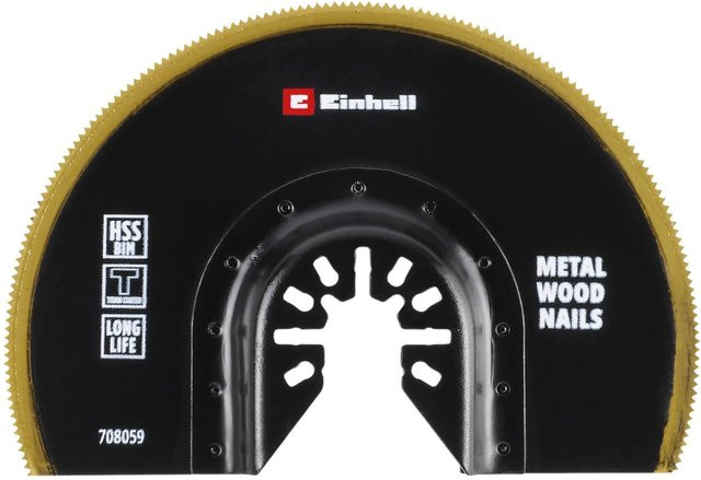 Einhell Bimetall Sägeblatt für Stichsägen mit Titanbeschichtung, Halbrund, Ø 100 mm, Gold, für Metall, Holz und Kunststoff - Bild 1