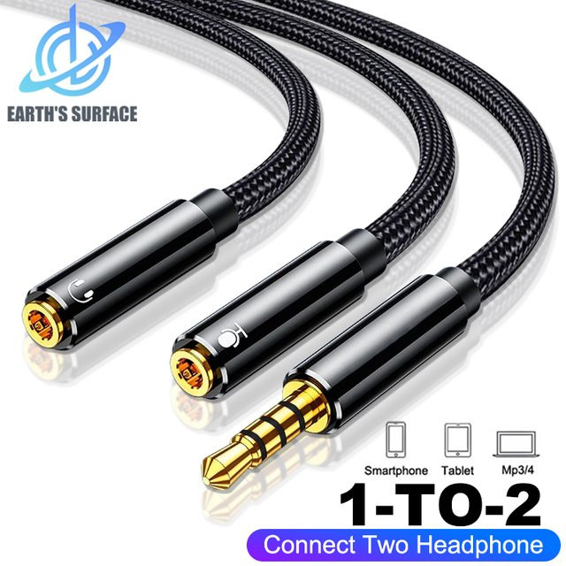 OUIO Kopfhörer-Splitterkabel AUX-Audio-Adapterkabel in Schwarz mit 3,5 mm Stecker auf 2 Buchsen als Y-Verlängerungskabel für Telefon, Laptop, MP3 und PS5 - Bild 1