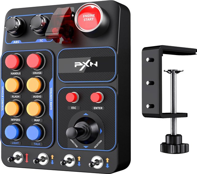 PXN CB1 Knoppenbox RGB Seitenkonsole für PC Sim Racing und Flight Simulator in Schwarz - Bild 1