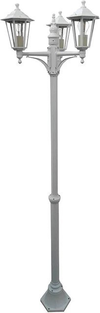 Dapo Außen Stehleuchte Kingston Kandelaber, 3-flammig, Weiß, Aluminium und Glas, E27, Höhe: 200 cm - Bild 1