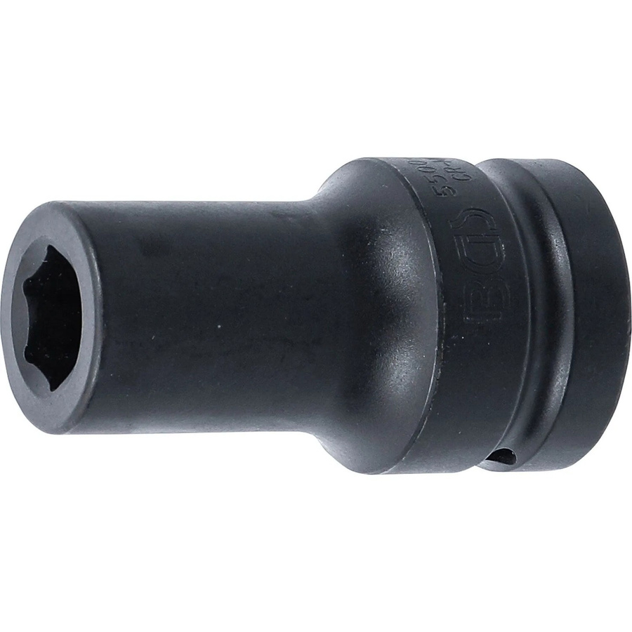 BGS Kraft-Steckschlüssel-Einsatz Sechskant tief 5500-19 mit 25 mm Antrieb und 19 mm Schlüsselweite aus Chrom-Molybdän-Stahl in Schwarz - Bild 2