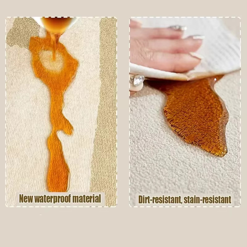 VIKAMA Französischer Retro-Wohnzimmerteppich in Braun und Beige, rutschfeste weiche Bodenmatte für Wohnzimmer, Schlafzimmer und Arbeitszimmer - Bild 2