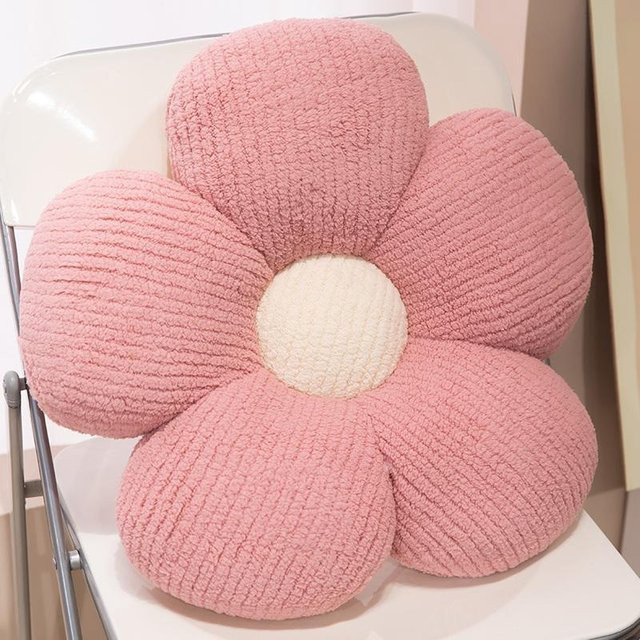 Yiran Health & Beauty Gestreiftes Plüsch-Wurfkissen in Blumenform, Farbe: Pink, B/B: 40 x 40 cm - Bild 1