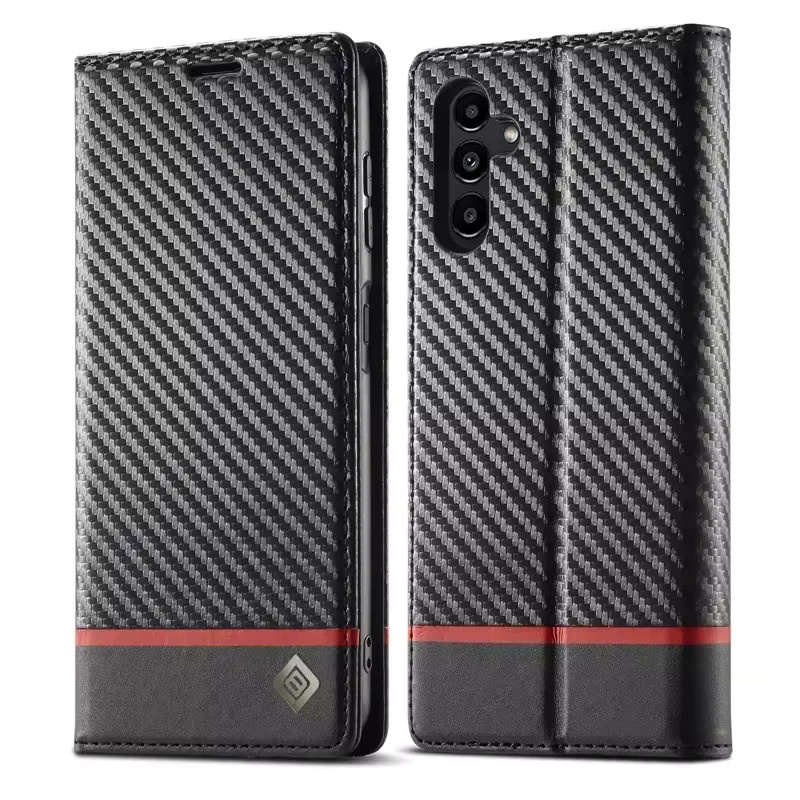 Handyhülle aus Kohlefaser und Leder für Samsung Galaxy A-Serie in Schwarz - Bild 2
