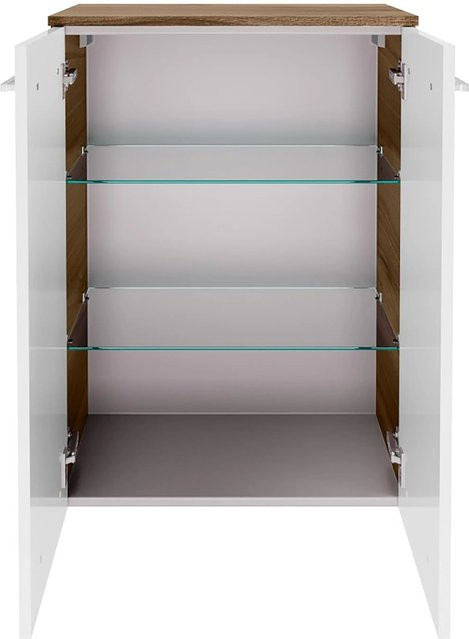 Fackelmann Doppel-Hängeschrank Verona mit 2 Türen in Nussbaum und Weiß Hochglanz, B/H/T: 60,2 x 82,6 x 32,0 cm - Bild 1