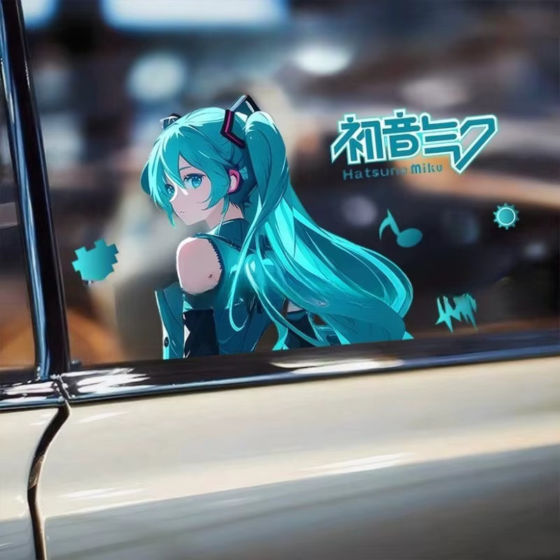 Bandai Anime Hatsune Miku Aufkleber, wasserfeste Cartoon-Dekoration in Multicolour für Auto, E-Bike, Motorrad, Helm und Gepäck - Bild 2
