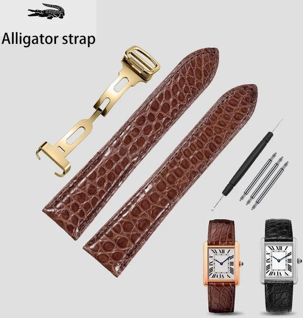 Cartier Uhrenarmband Alligatorleder, Krokodil Echtleder, brown, Unisex - Bild 1