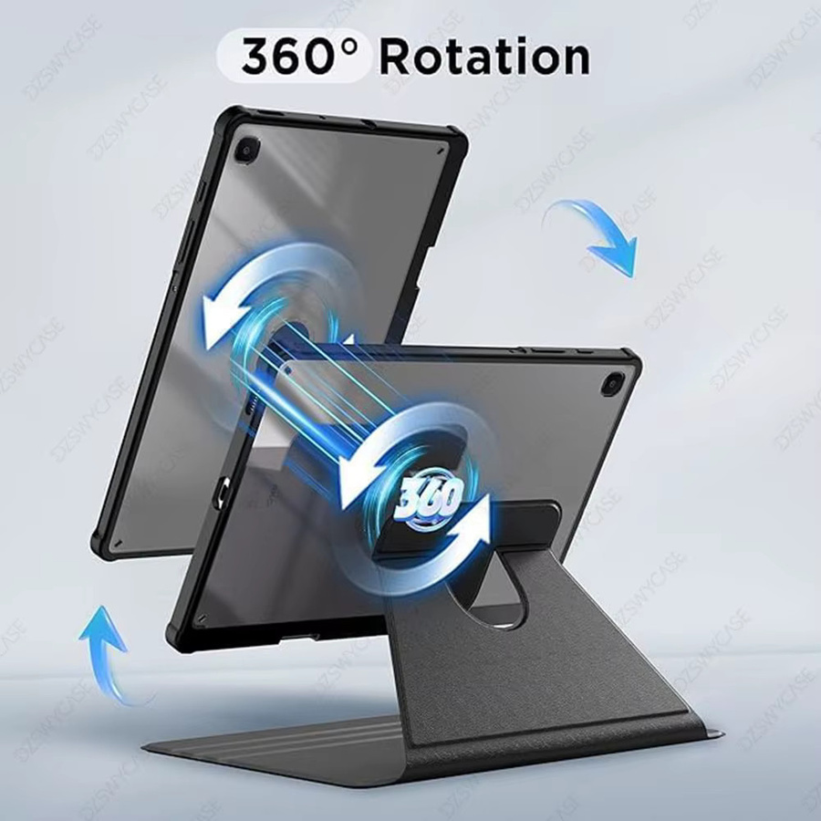 DZSWYCASE 360 Grad drehbare Schutzhülle für Samsung Galaxy Tab S6 Lite 10,4 Zoll mit Stifthalter und Auto Sleep/Wake Funktion in Transparent, Purple oder Black - Bild 4