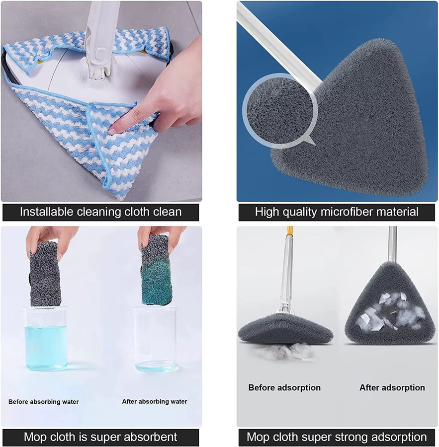 Untior Dreiecks-Mopp mit 360 Grad Twist-Squeeze-Wringer und Mikrofaser für Boden, Wand, Fenster und Bad - Bild 2
