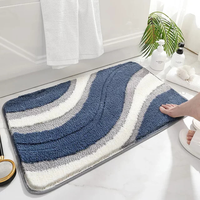 VIKAMA Nordic Badezimmer Bodenmatte in Nature, rutschfeste und saugfähige Eingangstürmatte im skandinavischen Design, B/T: 60 x 40 cm - Bild 1