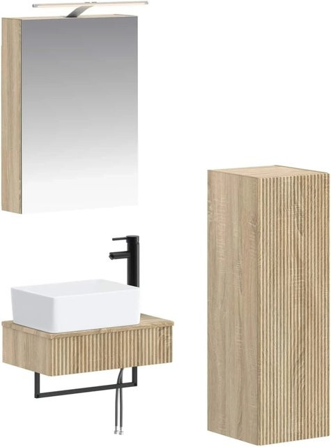 vidaXL Badezimmerschrank-Set 4-teilig in Sonoma-Eiche, modern, Braun, B/T/H: 50 x 14,5 x 70 cm - Bild 1